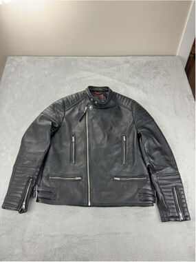 Robert Graham Men's Size Large Black Leather Jacket 100% Polyurethane Made China
